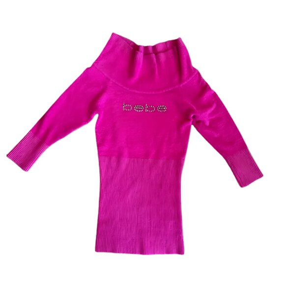 Y2K Bebe Small Pink Fuzzy Sweater - Picture 1 of 3